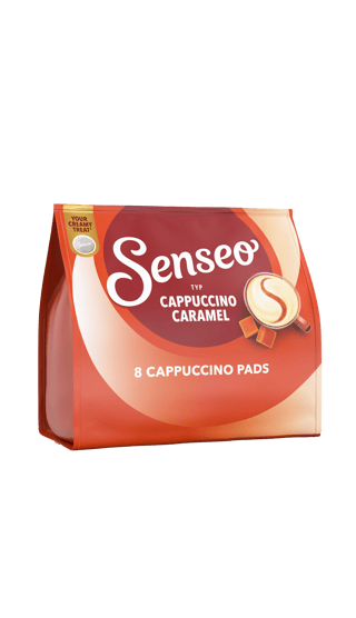 C21425906 Senseo Milk Cap Caramel 8x INT ORANGE DK front left v01 00