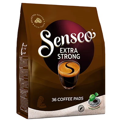 Verpakking van Senseo Extra Strong koffiepads.
