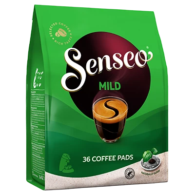 Verpakking van Senseo Mild koffiepads.